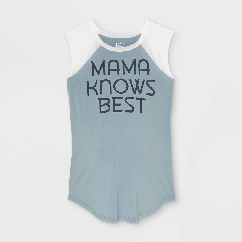 Sleeveless Mama Knows Best Baseball Graphic Maternity T-Shirt - Isabel Maternity by Ingrid &#38; Isabel&#8482; Blue, 1 of 3