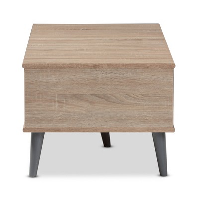 Pierre Oak Brown and Gray Mid-Century Modern Coffee Table