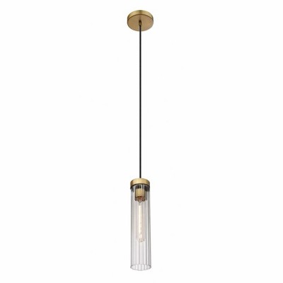 Beau Rubbed Brass and Glass Modern Pendant Light
