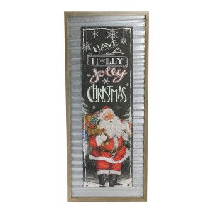 Melrose 31.5” Red and Black “Have a Holly Jolly Christmas” Decorative Santa Wall Plaque - 1 of 1