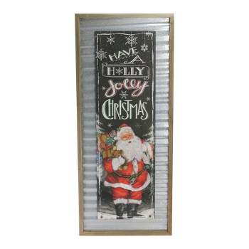 Melrose 31.5” Red and Black “Have a Holly Jolly Christmas” Decorative Santa Wall Plaque