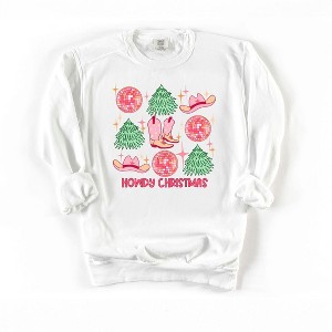 Simply Sage Market Women's  Garment Dyed Graphic Sweatshirt Cowgirl Christmas Chart - 1 of 2