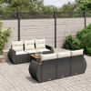 vidaXL 7 Piece Patio Sofa Set with Cushions Black Poly Rattan - Black and Cream - 2 of 4
