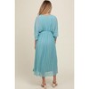Pinkblush Blue Pleated V Neck Maternity Maxi Dress - 3 of 3