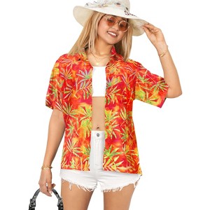HAPPY BAY Hawaiian Shirts Womens Summer Beach Party Blouses Shirt TShirts Short Sleeve Vacation Button Up Shirts Blouses for Women - 1 of 4
