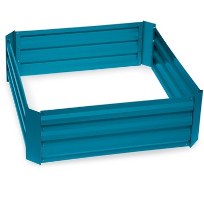 Gardeners Supply Company Demeter Corrugated Metal Raised Bed | Sturdy Corrugated Galvanized Steel Frame Plant Bed | Outdoor Deep Root Planter Box for Vegetables, Flowers and Herbs | 34" x 34" - Blue