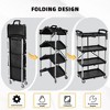 Vynxaria 4 Tier Heavy Duty Folding Utility Cart, Portable Service Cart with Wheels, Black, 23.0¡Á15.0in Shelves - 3 of 4