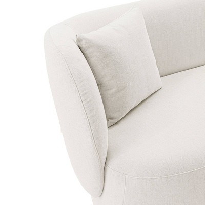 Siri Cream Linen Sofa and Accent Chair Set with Pine Wood Frame