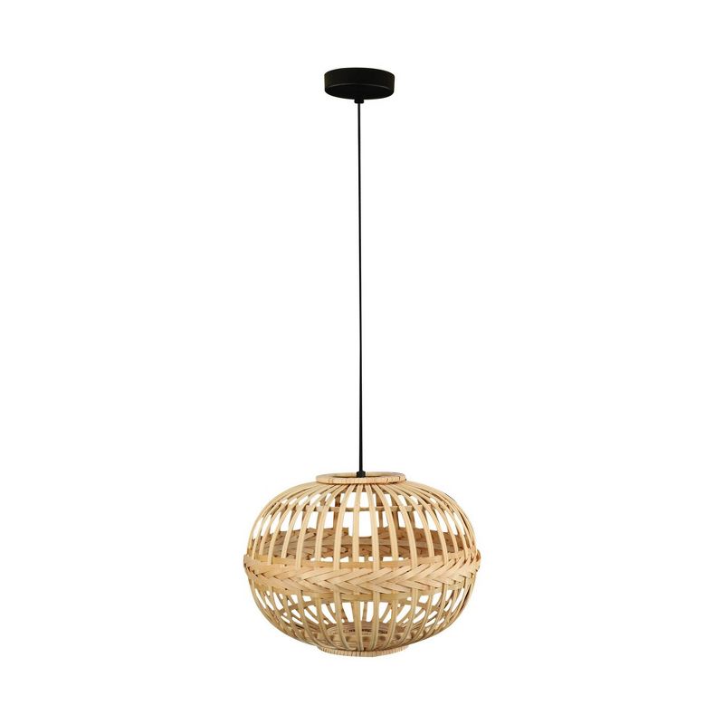 1-Light Armsfield Oval Pendant with Wood Shade Brown - EGLO, 1 of 5