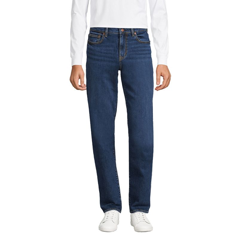 Lands' End Men's Recover 5 Pocket Traditional Fit Comfort Waist Denim Jeans, 1 of 6
