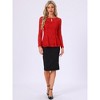 INSPIRE CHIC Women's Floral Lace Front Peplum Hem Keyhole Sheer Long Sleeve Blouse - 3 of 4