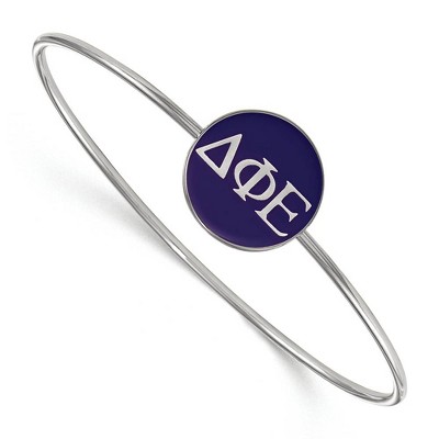 Black Bow Jewelry Sterling Silver Delta Phi Epsilon Greek Life Bangle Bracelet 7 Inch