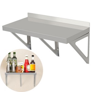 GustoWave Stainless Steel Shelf, Heavy Duty Wall Shelf with Backsplash & Brackets for Kitchens, Restaurants, Bars, Silver - 1 of 4