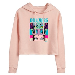 Women's - Disney Villains - Villains Stacked Cropped Graphic Hoodie - 1 of 3