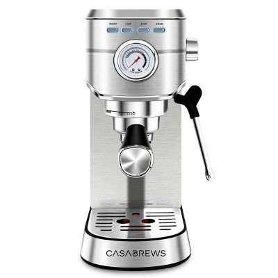 CASABREWS CM5418 Stainless Steel Compact Espresso Machine: 20-Bar, Milk Frother, Volume Control, Pressure Gauge