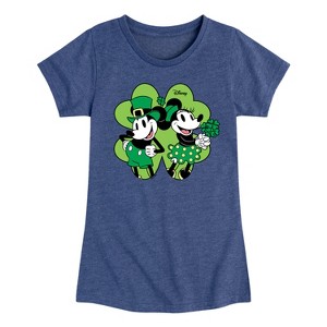 Girls' - Disney - Mickey Minnie Shamrock Fitted Short Sleeve Graphic T-Shirt - 1 of 4