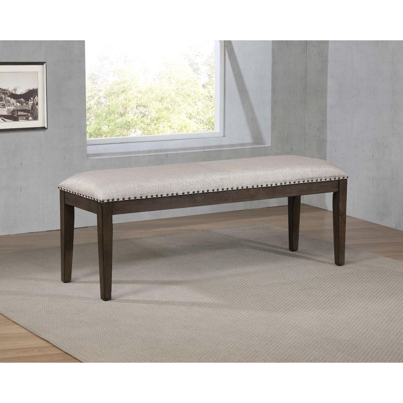 Besthom Cali Gray and Brown Dining Bench with Upholstered Seat and Nailheads 19 in. X 50 in. X 16 in., 5 of 7