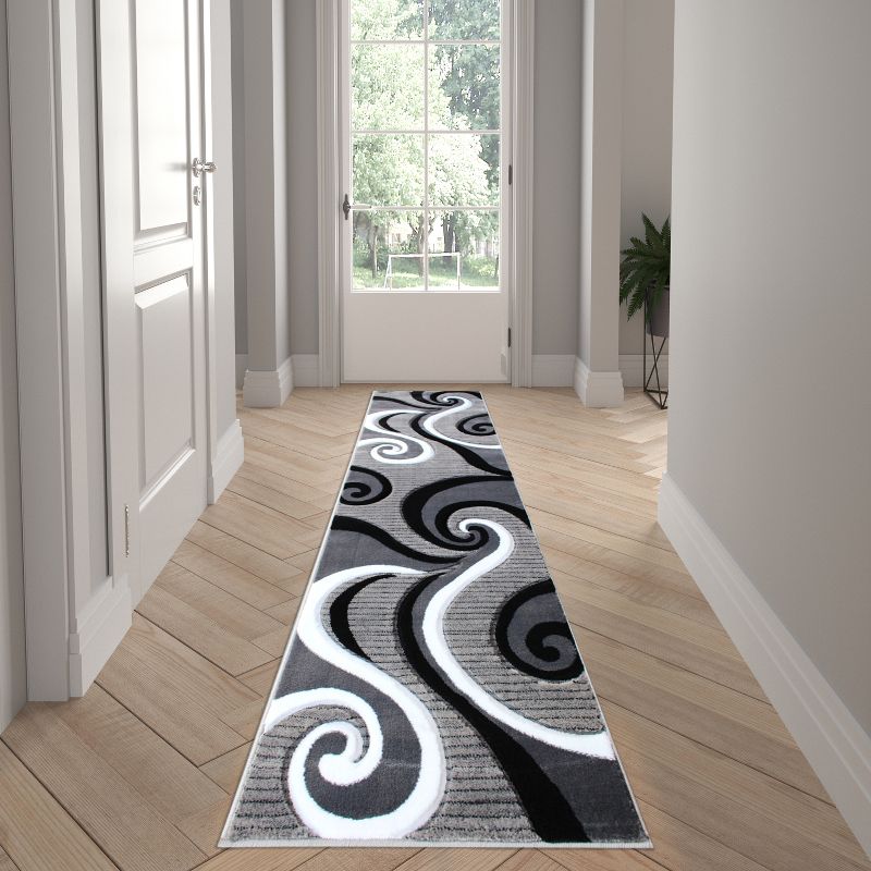 Emma and Oliver Accent Rug with Modern 3D Sculpted Swirl Pattern and Varied Texture Piling, 2 of 6