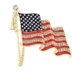 Anna-Kaci Crystal Rhinestone 4th of July American USA Flag Patriotic Pin Brooch - 1 of 4