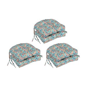 Blazing Needles, 16-inch Spun Polyester Outdoor U-shaped Tufted Chair Cushions (Set of 6) - 1 of 2