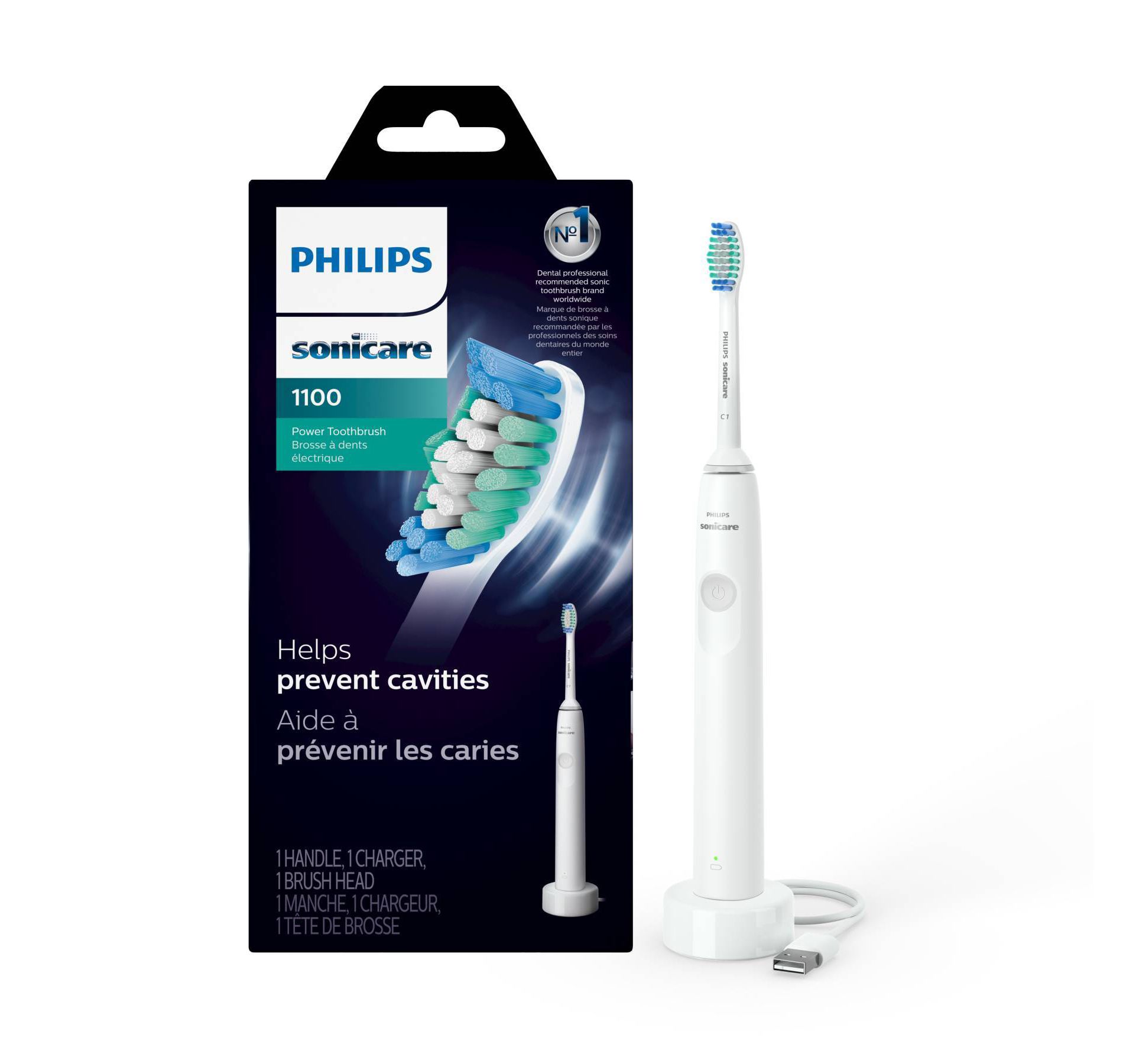 Philips Sonicare 1100 Rechargeable Electric Toothbrush - HX3641/02 - White