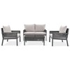 4-Piece Rope Patio Furniture Set with Thick Cushion & Tempered Glass Table, Outdoor Deep Seating Conversation Set for Backyard, Porch, Balcony - 2 of 4