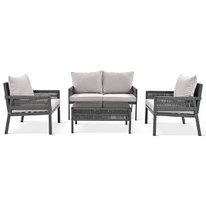 GlasFlength Patio Seating Sets, Seating Set for Modern Patios, Blending Grace with Practical ComfortSleek and Sophisticated, Gray, 48"*24"*30.1" - 1 of 4