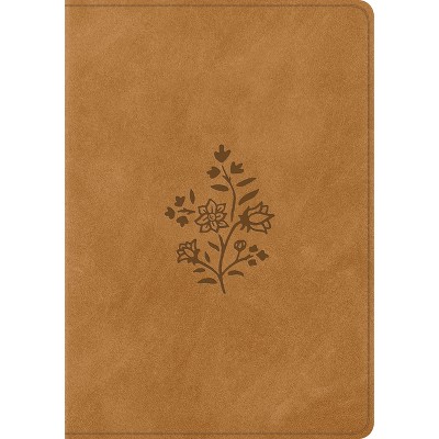 ESV Single Column Journaling Bible, Large Print (Trutone, Nubuck Caramel, Wildflower Design) - (Leather Bound)