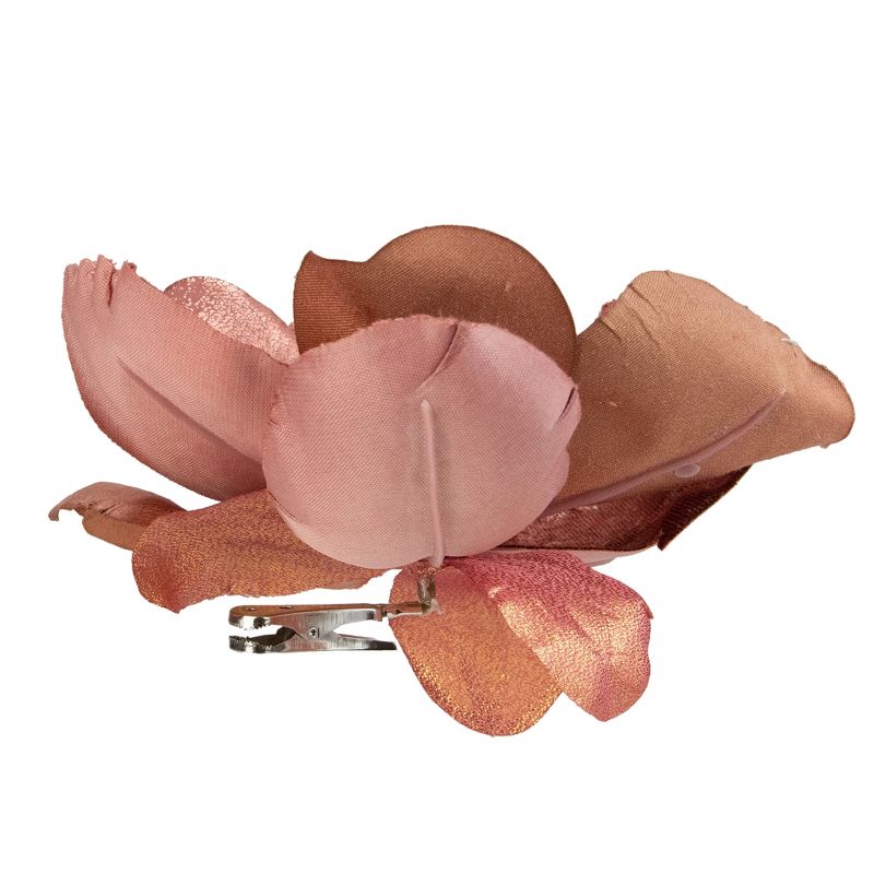 Northlight 7" Coral Pink Artificial Fabric Magnolia Christmas Clip Ornament, 2 of 4