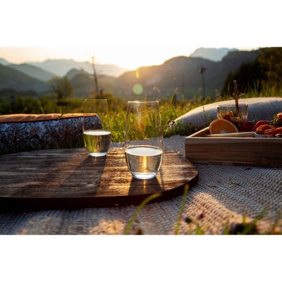 Clear Glass Stemless Champagne Tumblers Set of 2