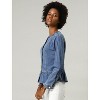 INSPIRE CHIC Women's Peplum Collarless Round Neck Button Down Cropped Ruffle Hem Denim Jackets - 4 of 4