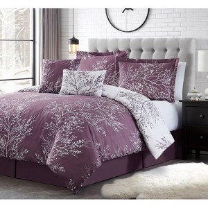 FIONECA Foliage Patterned Reversible Comforter Set Coordinating Shams Machine Washable Natural Elegance Bedding For Bedrooms - 1 of 3