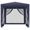 vidaXL Party Tent with 4 Mesh Sidewalls Blue 8.2'x8.2' HDPE - 3 of 4