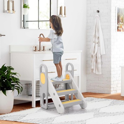 Kids Step Stool Foldable for Bathroom Sink, Folding Toddlers Toilet Potty Training Stools