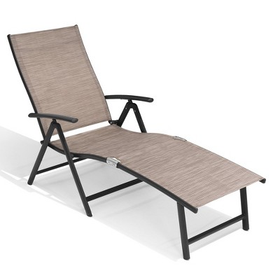 1 pc Crestlive Products Chaise Lounge Chair Outdoor Adjustable Aluminum Folding Patio Recliner Chair
