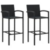 vidaXL 3-Piece Patio Bar Set - Black Poly Rattan Outdoor Garden Furniture with Tempered Glass Tabletop - 4 of 4