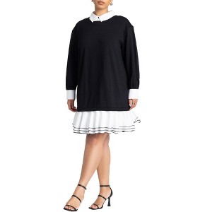 ELOQUII Twofer Mini Shirt Dress - 1 of 4