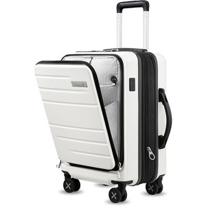 LUGGEX Carry On Luggage with Compartment, Expandable Polycarbonate Suitcase with Wheels, Carry On 20 Inch, White - 1 of 4