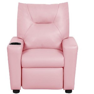 Yinvani Pink PVC Child Recliner Chair with Cup Holder - 1 of 4