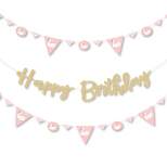 Big Dot of Happiness Swan Soiree - Swan Birthday Party Letter Banner Decor - 36 Cutouts and No-Mess Real Gold Glitter Happy Birthday Banner Letters