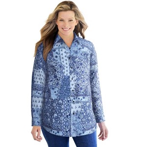 Woman Within Perfect Long Sleeve Shirt - 1 of 4