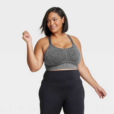 Women's Seamless Medium Support High-neck Longline Sports Bra - All In  Motion™ Heathered Gray Xs : Target