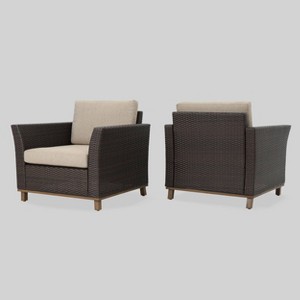 Glenwood 2pk Wicker Outdoor Patio Club Chair - Beige - Christopher Knight Home - 1 of 4