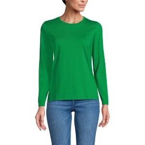 Lands' End Women's Relaxed Supima Cotton Long Sleeve Crew Neck T-Shirt - 1 of 4