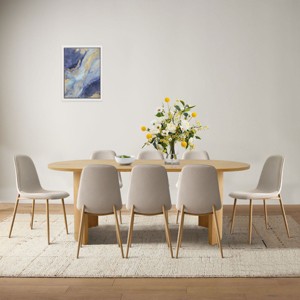 Oslo Modern Design Dining Chair Set Of 4 and 8, Linen Dining Chair with Oak Metal Legs, Indoor Furniture - Maison Boucle - 1 of 4
