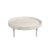 The Urban Port 33" Coffee Table Solid Mango Wood Handcrafted Round Grooved Raised Edge Distressed White - 2 of 4