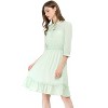 Allegra K Women's Solid Ruffle Hem 3/4 Sleeve A-Line Smocked Short Chiffon Dress - 3 of 4