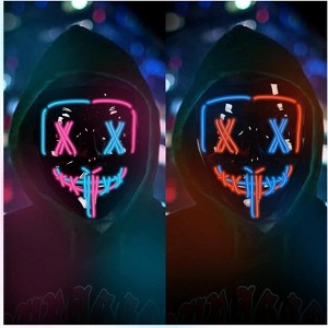 2 Pack  Light-Up Scary Mask with 3 Lighting Modes, Perfect for Halloween Festival Party - 1 of 4