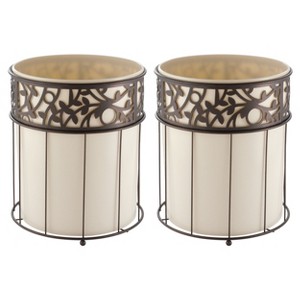 iDesign Metal Vine Trash Can with Insert - Set of 2 - Vanilla/Bronze - 1 of 4