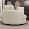 Hrinhom 50.2"W Accent Barrel Chair,360°  Swivel Club Chair with Metal Base-Beige-Chenille - 4 of 4